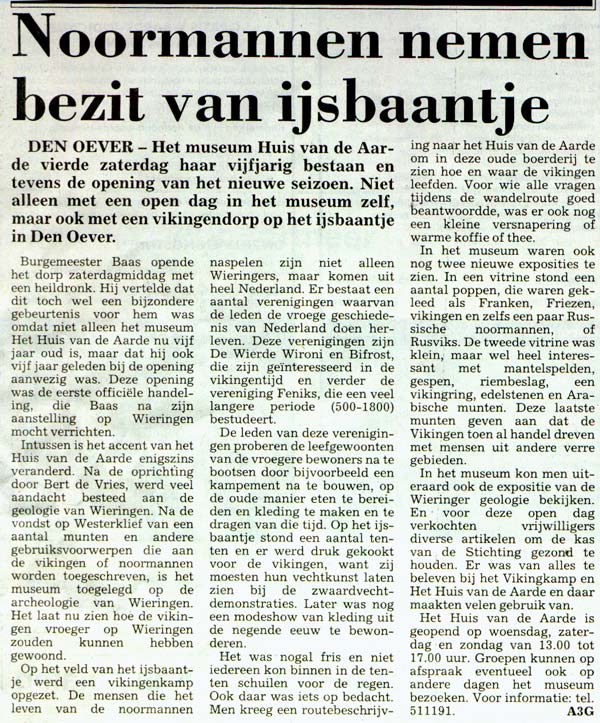Article from the Wieringer Courant